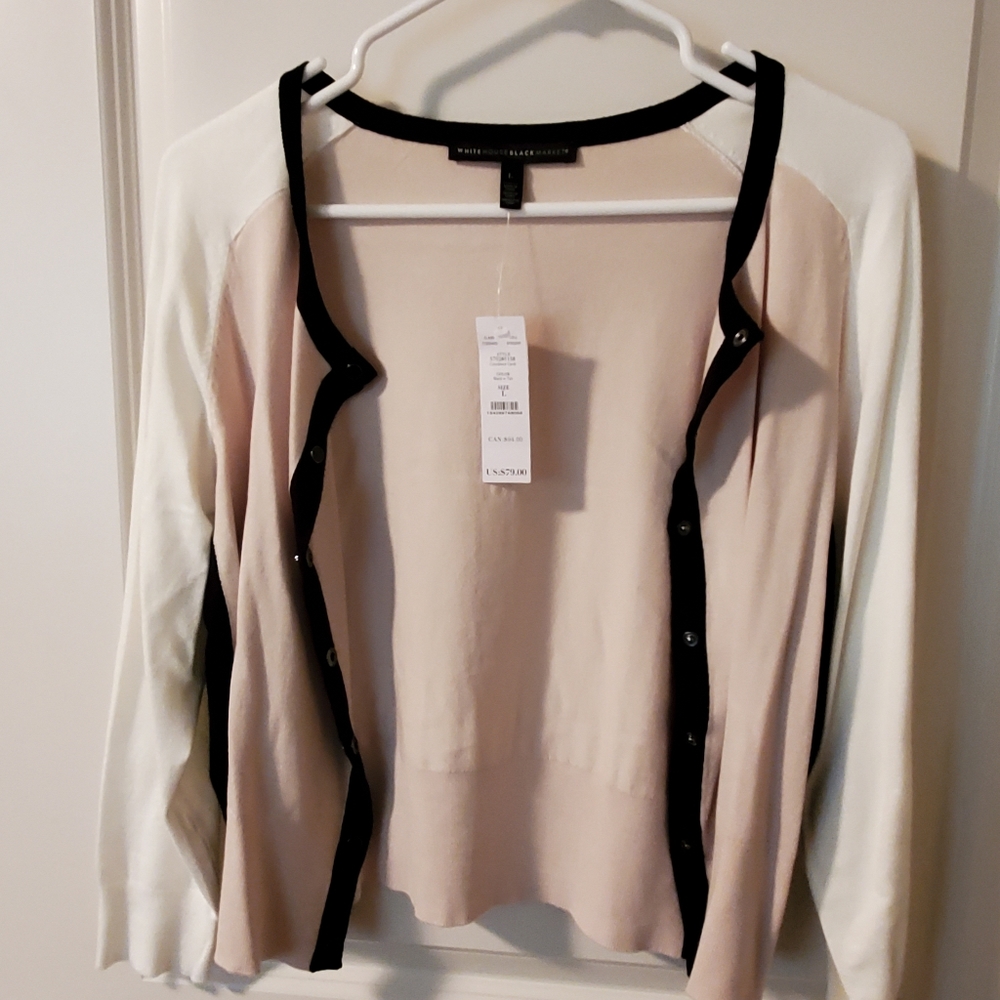 WHBM Cropped Colorblock cardigan